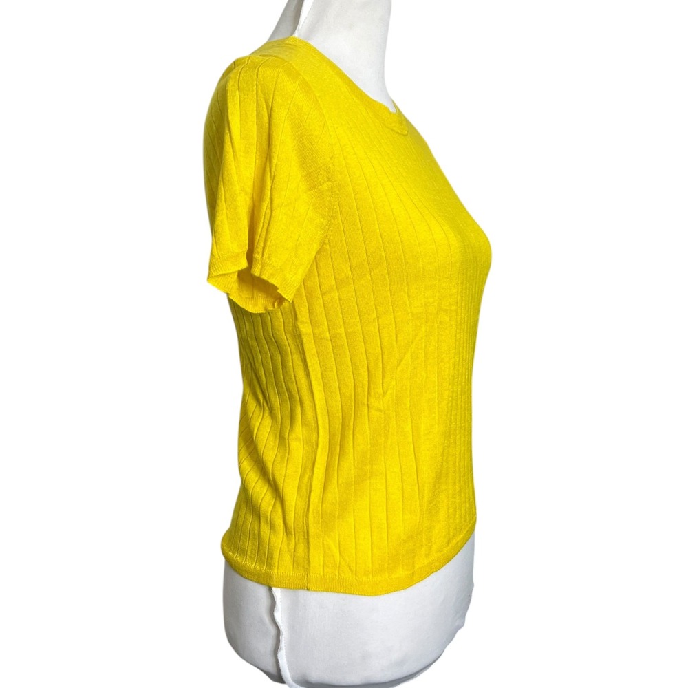 J.Crew Silk Blend Cropped T Shirt Women's Medium Yellow Short Sleeve New - Picture 3 of 8